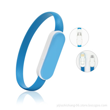 Yijiashishang Factory Supply Printing Logo Bracelet USB Phone Cable